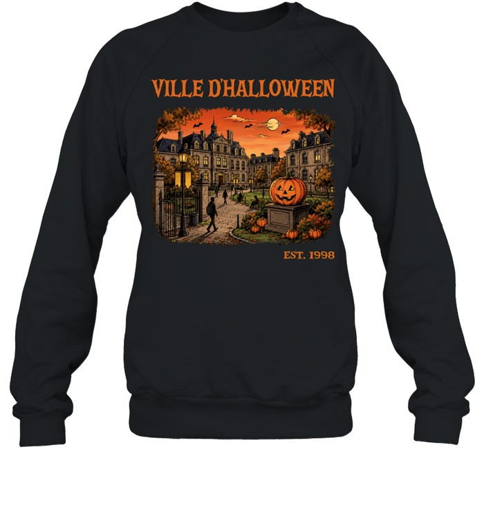 Ville D'Halloween Vintage Haunted Town Pumpkin Sweatshirt