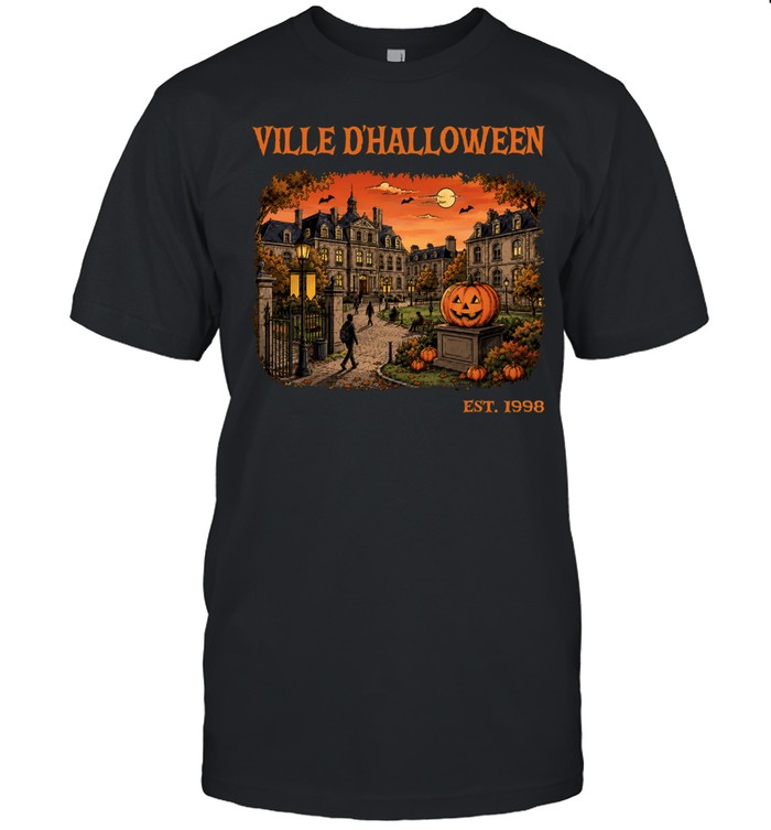 Ville D'Halloween Vintage Haunted Town Pumpkin Unisex T-Shirt