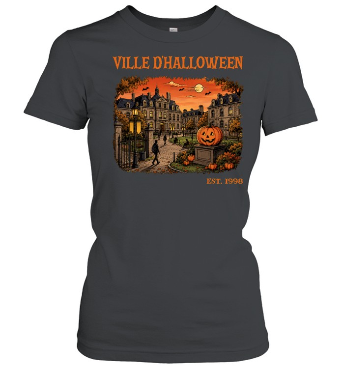 Ville D'Halloween Vintage Haunted Town Pumpkin Women T-Shirt
